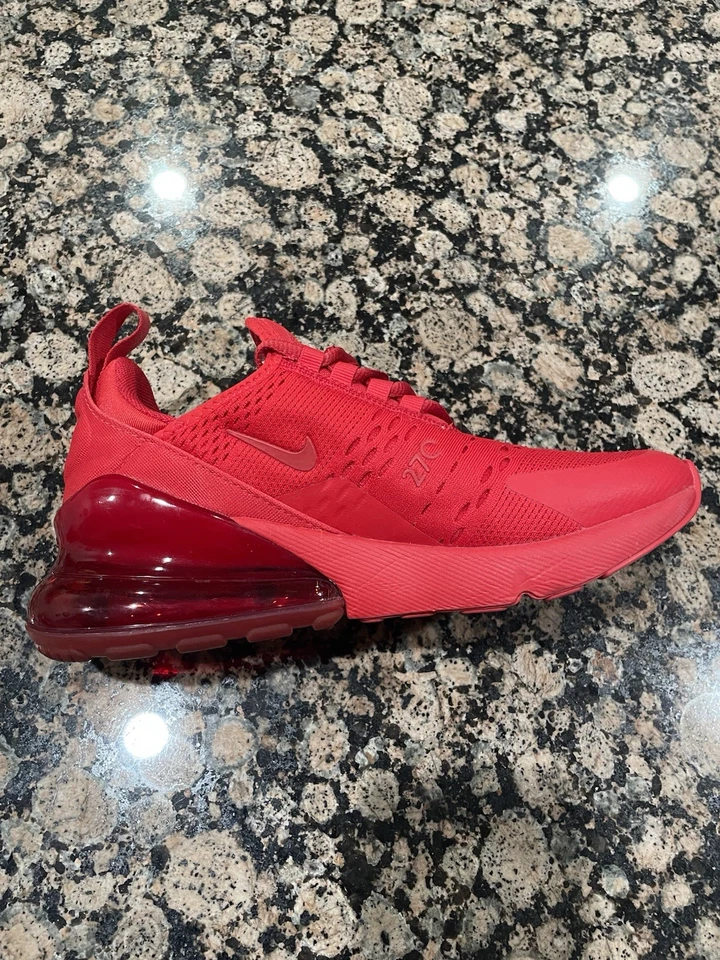 Niños Niñas Nike Air Max 270 Rojo Zapatos Tenis Talla 4.5 Y GS CW6987-600 (Sin caja) Foto 3 de 4
