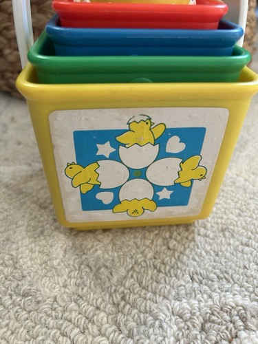 VINTAGE 1986 Fisher Price Activity Blocks Chicken Nesting Stacking Toy #1007 - Picture 2 of 12