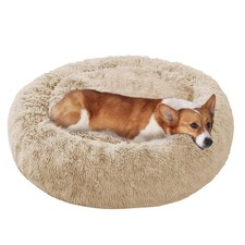 Dog Bed, Calming Anti-Anxiety Large Dog Bed, Fluffy Donut Cushion for Medium ...