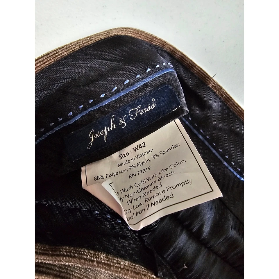 Pantalones de vestir vintage Joseph & Feiss para hombre talla 42 pierna recta pana marrón Foto 4 de 4