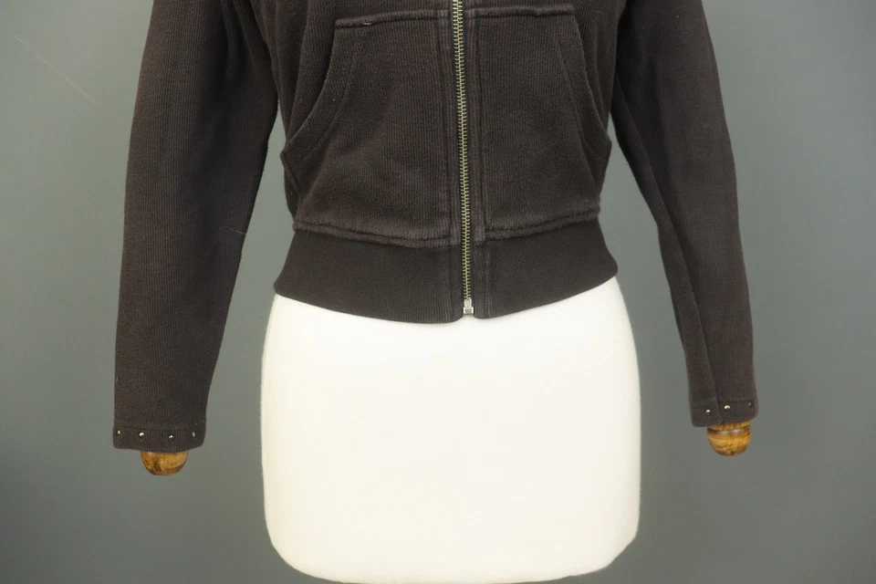 HARLEY-DAVIDSON темно серый ребристый с заклепками длинным рукавом полный молнии свитер размер XS - Изображение 3 из 4