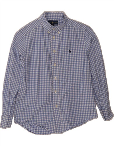 RALPH LAUREN Boys Shirt 10-11 Years Medium Blue Gingham Cotton AT04