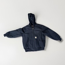 Image of Carhartt Black Hooded Zip Up Work Jacket – Durable Active Workwear Coat Small