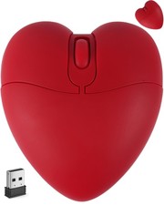 Wireless Bluetooth Mouse Cute Red Love Heart Shape Silent USB Optical PC Mac