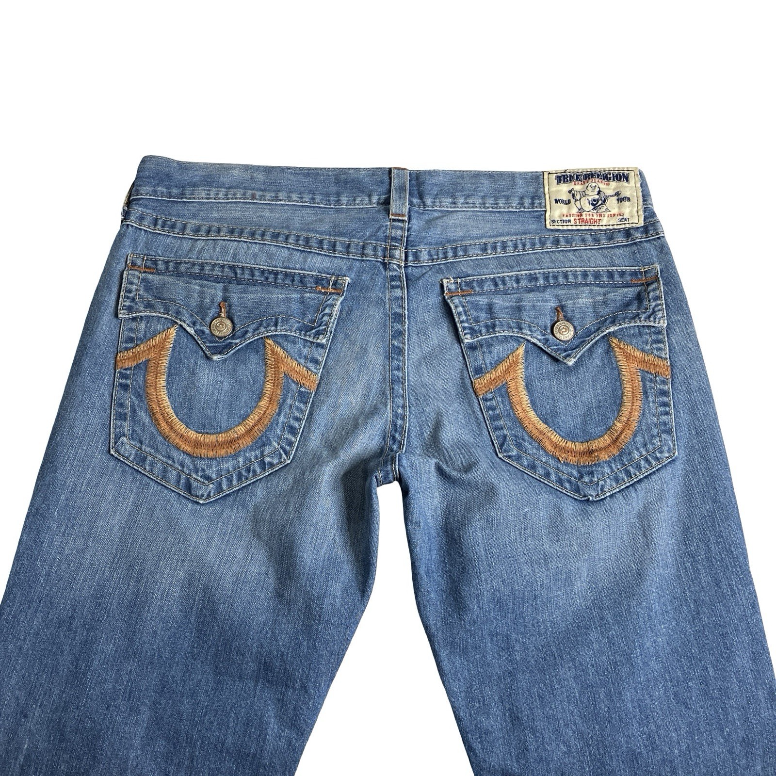 Vintage Y2K True Religion Jeans Mens 38x33 Straight Leg World Tour Made In USA