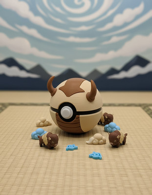 Sky Bison Themed Capture Ball Figure 3D Printed Non-Functional Display Prop
