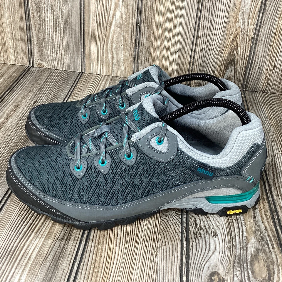 Sapatos de caminhada femininos Ahnu Sugarpine II cano baixo impermeável cinza azul-petróleo tamanho 9.5 - Imagem 3 de 4