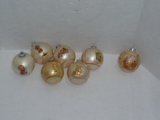 VINTAGE ROUND GLASS BERTA HUMMEL CHRISTMAS TREE ORNAMENTS SOME BOXES LOT OF 6