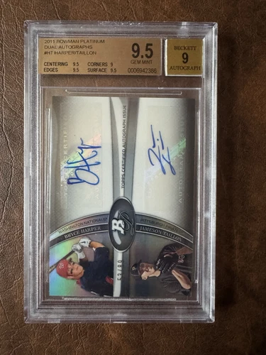 2011 Bowman Platinum BRYCE HARPER Taillon Dual Auto ROOKIE RC #/89 BGS 9.5/9