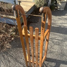 ANTIQUE DAVOS ALPIN WOOD  METAL SLED TOBOGGAN PRIMITIVE WINTER D COR SWISS