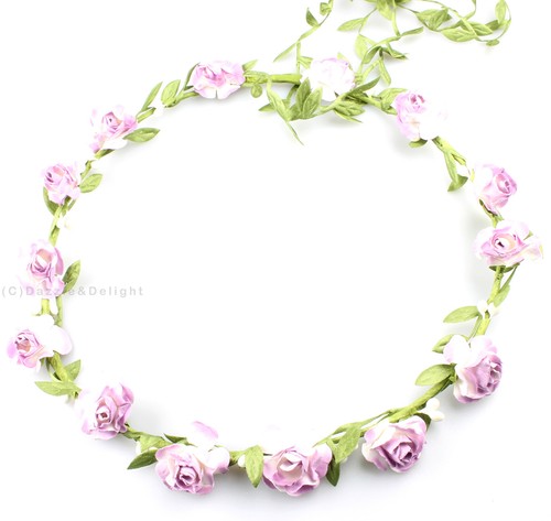 FLOWER HEAD GARLAND CROWN FLORAL HAIR GARLAND FESTIVAL WEDDING HOLIDAY PROM HAIR - Picture 20 of 63