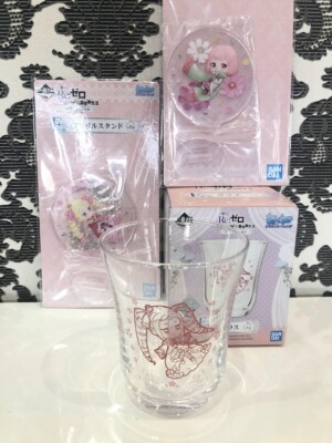 re zero Beatrice Carmilla Glass cup Glass cup 9 cm acrylic stand 6.5 cm 3 SET