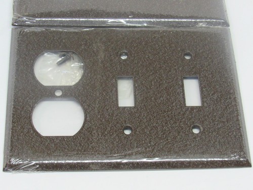LOTTO 2 Mulberry Wrinkle acciaio marrone 1-DUPLEX, 2-TOGGLE / coperchio piastra interruttore parete - Foto 2 di 2
