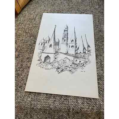 The Clustered Spires of Frederick Maryland Print Signed Kate '76 - 17'' x 11''