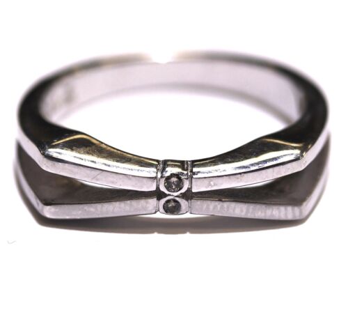 Anillo de barra de lujo de diamantes SI2 H de 0,01 quilates de plata de ley 925 3,7 g 7,25 único - Imagen 2 de 8