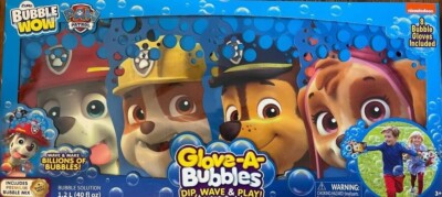 ZURU BUBBLE WOW PAW PATROL WOW GLOVE-A-BUBBLES WAVE & PLAY 8 BUBBLE GLOVES *NEW
