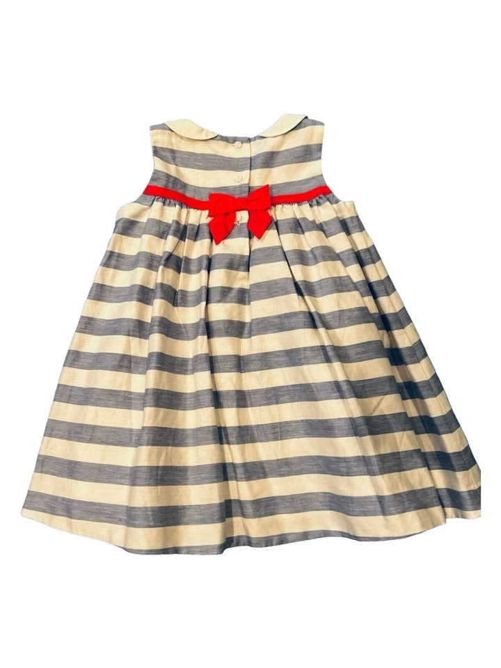 Vestido Janie And Jack Línea Prado Carmelo Talla 18-24 Meses Rayas Azules y Blancas Foto 2 de 3