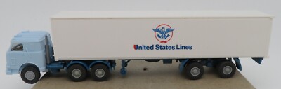 rare WIKING HO 1/87 FREIGHTLINER US TRUCK CONTAINER UNITED STATES LINES #520