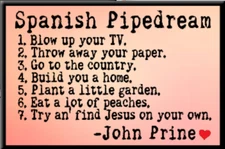 Fridge Refrigerator Magnet 2 x 3 John Prine Spanish Pipedream Chorus Lyrics Song