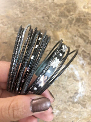 15 Black and Silver Bangle Bracelets 7 Different Styles Y2K Vintage