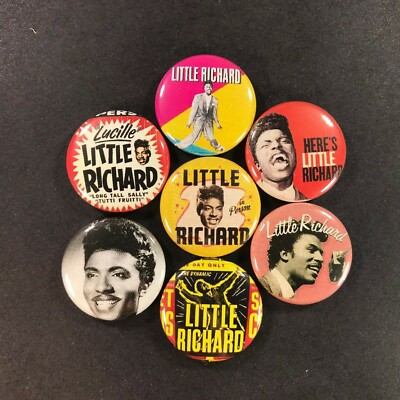 Little Richard 1'' Button Pin Set Tutti Frutti Rock N Roll Singer Icon King