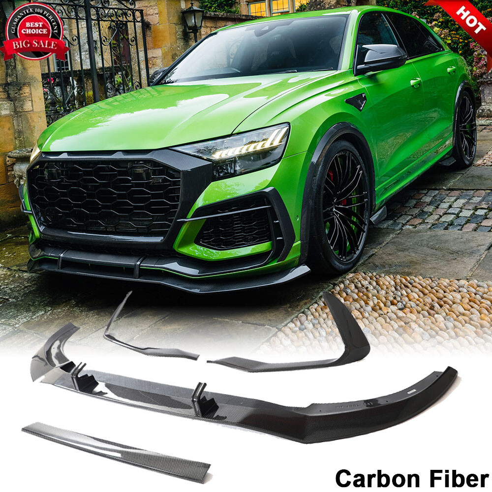 For Audi RSQ8 RS Q8 2020UP REAL CARBON FIBER Front Bumper Lip Spoiler Splitters
