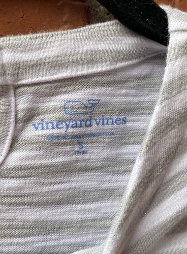 Vinyard Vines Girls Small Gray Blue Stripe Long Sleeve Dress Nautical Coastal - Picture 7 of 9