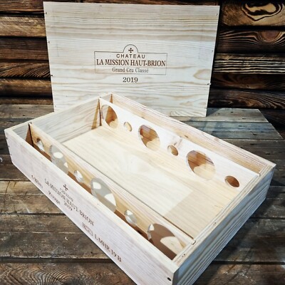 FLACHE FLACHE HALBGRÖSSE FRANZÖSISCHE HOLZ WEINKISTE BOX - KORB AUFBEWAHRUNG MIT DECKEL