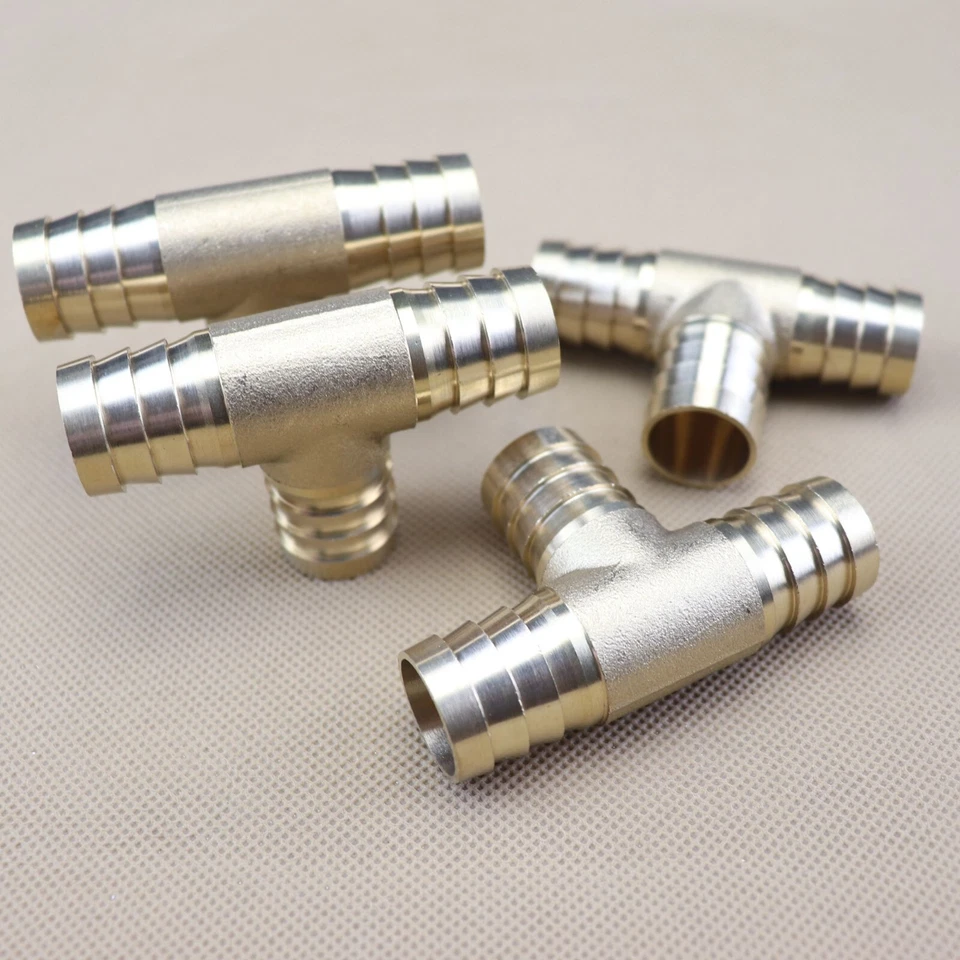 4 шт латунных штуцера шланга Tee3 Way 3/4 дюйма 19 мм фитинг трубы соединитель топлива воды газа - Изображение 3 из 4