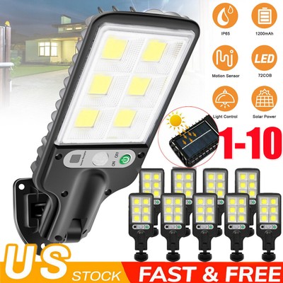10 PACK 72 COB LED Solar Street Wall Light PIR Motion Sensor Outdoor Garden IP65