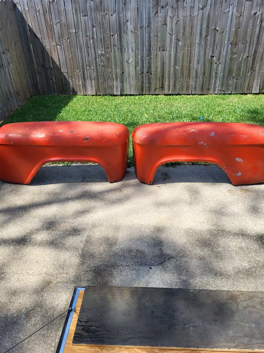 Vintage Original 1950 s 1960 s Ford Dodge Chevy Red Stepside Truck Fenders