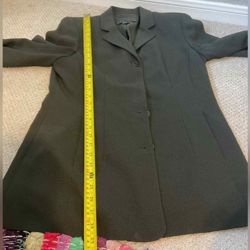 Yansi Fugel Dark Green Gray Button down Blazer Size 12 - Picture 8 of 8