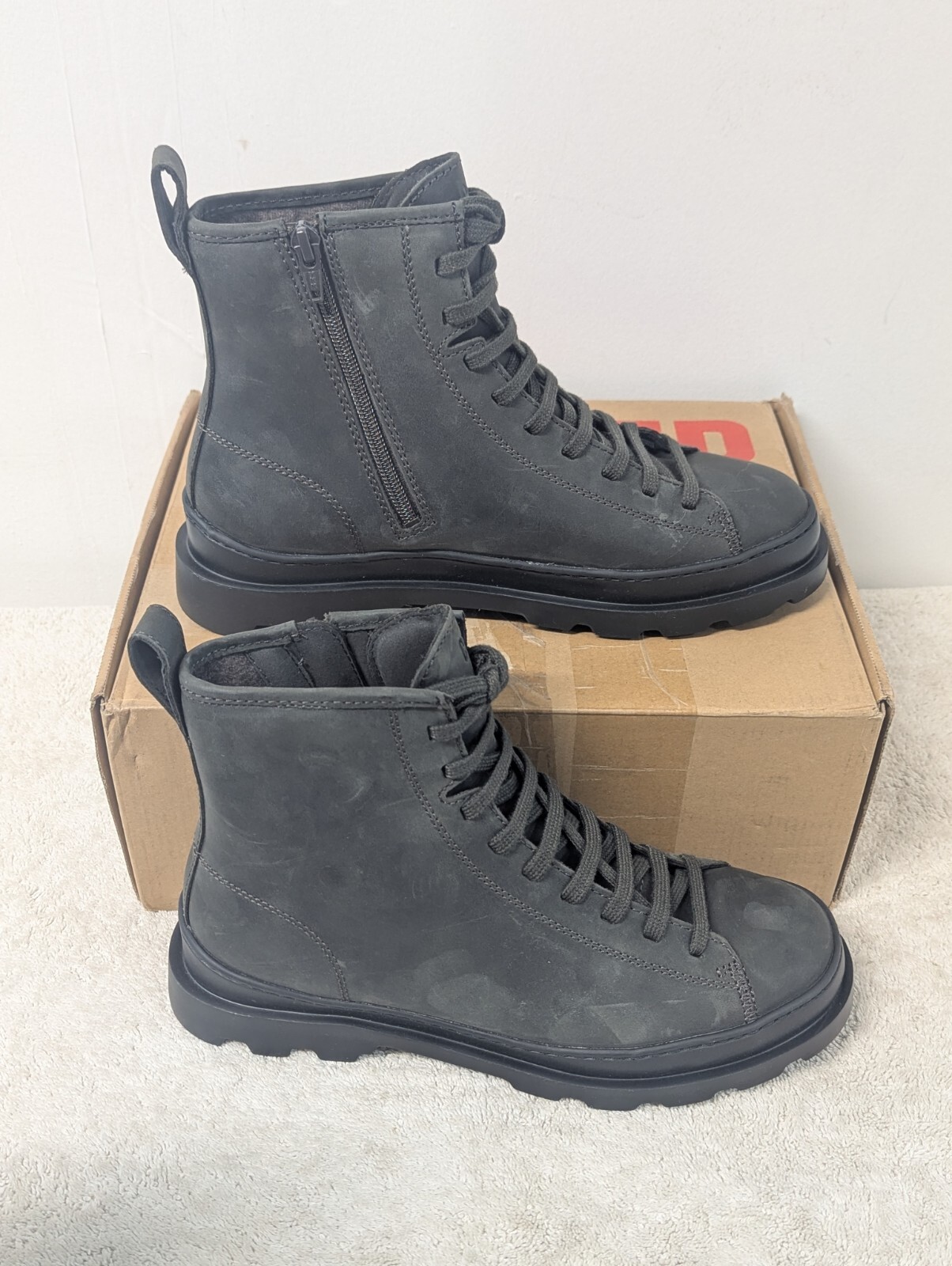Botas Camper Brutus Crazyhourse Meteor gris con cremallera talla 10 para mujer (8 para hombre)