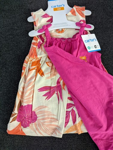 Carter's Infant Toddler Girls 2 Piece Short Sleeve Romper Playwear Set 12 Month - Picture 2 of 7