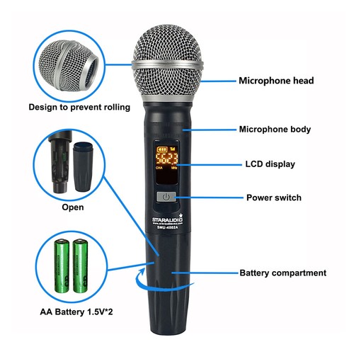 4CH UHF Handheld Wireless MicrophoneS Church KTV Audio Mics Club Karaoke System - Picture 5 of 12