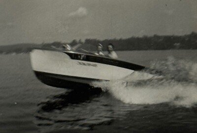 1950s Wood Wooden Speedboat Water Ride Lake Adventure Action POV Wake Wave