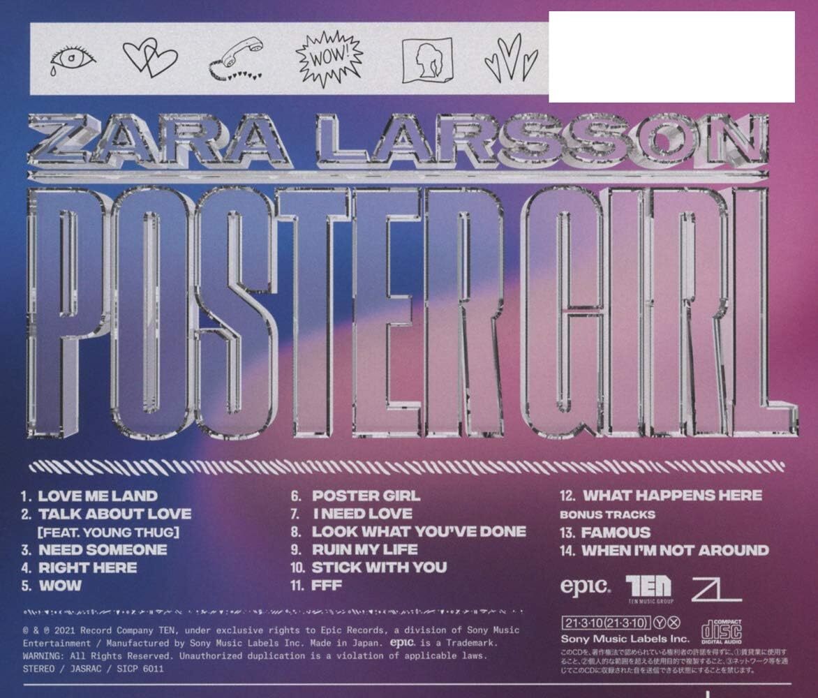 Zara Larsson Poster Girl Japan Music CD Bonus Tracks | eBay