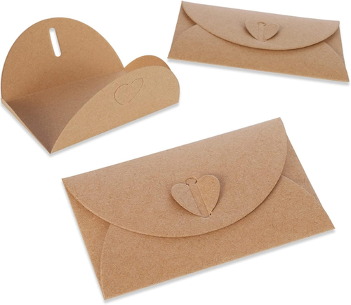 Kraftpapier Umschläge 50 Stück Mini Briefumschläge mit 50 Stück Karten Set, Klei - Bild 3 von 7