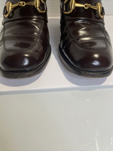 VINTAGE GUCCI BROWN LEATHER LOAFERS W/ HORSEBIT BUCKLES SIZE 7.5 - Picture 8 of 13