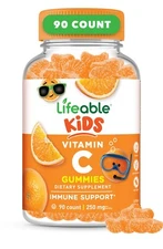 Lifeable Vitamin C For Kids - Great Tasting Orange Flavor Gummy - 90 Count