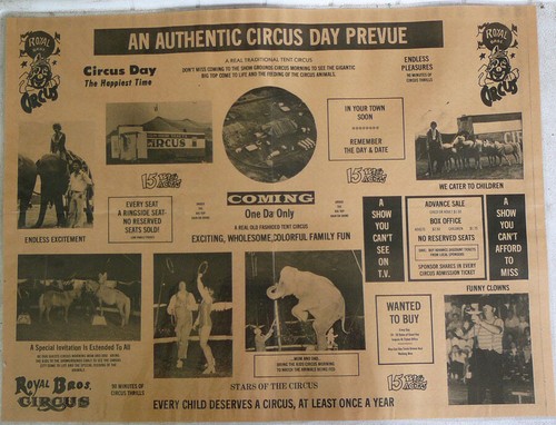 VINTAGE ORIGINAL 1975 ROYAL BROTHER'S CIRCUS SHOW HERALD HANDBILL, LAMINATED