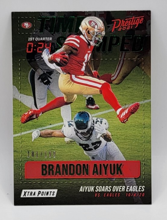2021 Panini Prestige #TS-BA Brandon Aiyuk Time Stamped Xtra Points Green /199