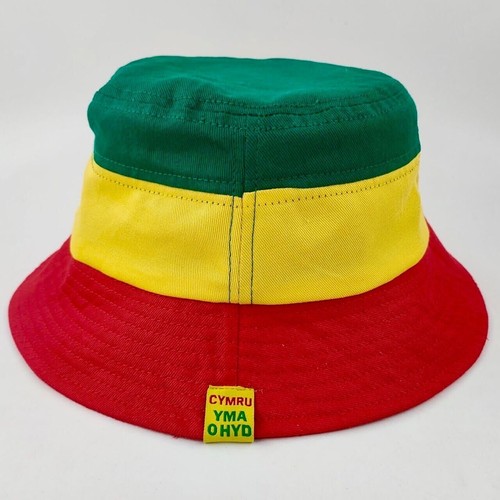 Wales Multi Coloured Kids Bucket Hats Welsh Yma O Hyd Cymru Embroidered Logo - Picture 3 of 4