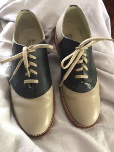 navy blue leather saddle shoes