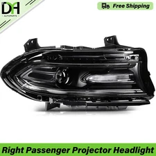 Black Right Passenger Projector Headlight W/ LED DRL For 2015-2023 Dodge Charger