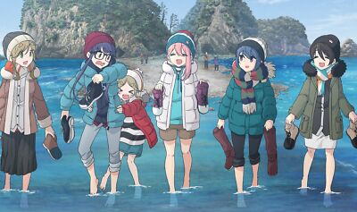 Anime yuru camp rin shima inuyama akari aoi oogaki Play Gaming Mat Desk