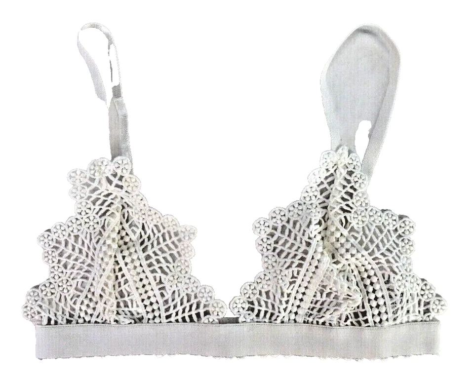 Vera Lucy Lace  Bra White Crochet Bralette Top Adjustable Stretch Under Bust S - Image 3 of 4
