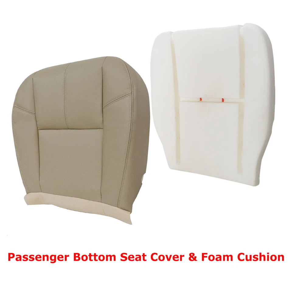 Cubierta de asiento de cuero inferior de pasajero y espuma para Chevy Avalanche Tahoe 2007-14 tostado Foto 4 de 4