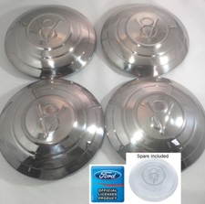 Set Of 5 Stainless Hubcaps W V8 Logo 3 Rings For 1932 Ford Car 4spare Set Of 5 Stainless Hubcaps W V8 Logo 3 Rings For 1932 Ford Car 4spare
