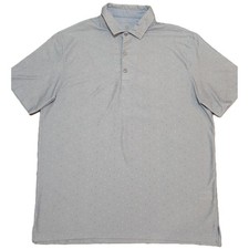 Hickey Freeman Golf Polo Shirt Mens L G Light Blue Micro Dot Print Short Sleeve